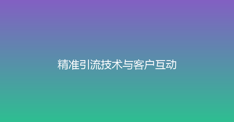 精准引流技术与客户互动 封面图
