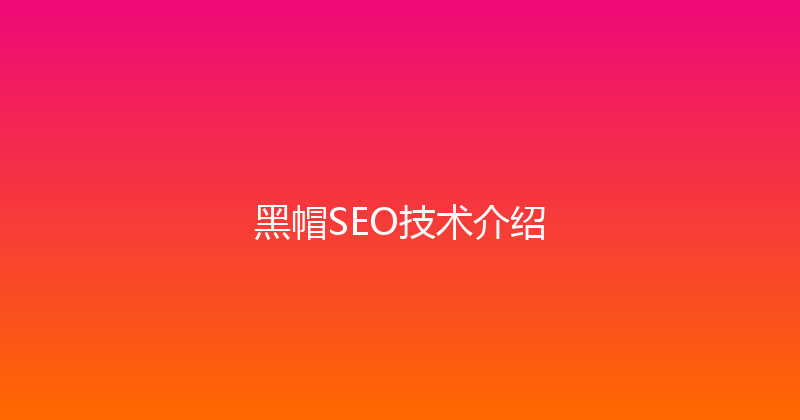 黑帽SEO技术介绍 封面图
